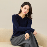 春竹【断码捡漏】秋冬新款100%羊毛连帽针织卫衣绞花减龄休闲女羊毛衫 上青 L (110-120斤)