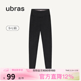 ubras仿牛仔高腰收腹加绒打底裤女保暖时尚高弹可外穿 黑色平腰款 1条 L