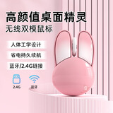 联想生态品牌异能者 无线兔子鼠标 双模2.4G/蓝牙 可爱女生家用办公轻音 笔记本/台式通用 粉棠色N520