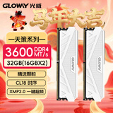 光威（Gloway）32GB(16GBx2)  DDR4 3600 台式机内存条 天策 马甲条 精选颗粒 CL18 皓月白