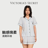 维多利亚的秘密 宅度假系列 单依纯同款 天丝绵柔印花睡衣套装家居服可外穿送礼 12M7浅蓝碎花-短袖短裤 11262806 L