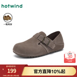热风（Hotwind）【商场同款】女鞋通勤勃肯鞋春季新款百搭一脚蹬懒人鞋女软底拖鞋 52深灰(全包两穿款)H15W25106 37
