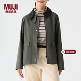 MUJI女式 不易沾水 灯芯绒领夹克 短款休闲外套 女装 美拉德 BDE92C4S 烟熏绿色 M 160/84A