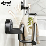 馨沛吸盘毛巾架太空铝双杆置物架免打孔壁挂浴室挂件卫生间收纳架子