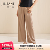 金三塔重磅真丝睡裤女桑蚕丝时尚休闲直筒长裤真丝家居裤 香槟卡其2736 XL
