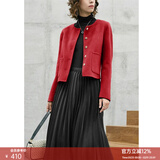 颜域简约毛呢外套女士冬装2025新款气质显瘦时尚短款羊毛双面呢大衣 红色 M/38