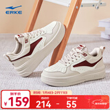 鸿星尔克玩酷板鞋女鞋空军一号鞋子厚底秋冬季新款潮流休闲鞋复古运动鞋 粉刷灰/微晶白 39