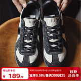 马登经典复古德训鞋男款运动休闲板鞋小白鞋平底健身训练阿甘鞋子 墨黑色 /国风款/国潮刺绣男士休闲鞋 42 (260mm) 男码