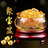 bledilait黄水晶聚宝盆琉璃元宝摆件马年招财聚财家居乔迁开业礼品装饰摆设