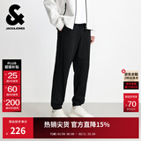 杰克·琼斯（JACK&JONES）男装秋冬季时尚潮通勤简约百搭舒适纯色纯棉运动卫裤直筒休闲裤男 E40黑色-束脚 第一批 31 175