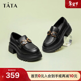 他她（TATA）英伦厚底jk乐福鞋女鞋黑色学院小皮鞋浅口单鞋子GOK02AA4 黑色 40