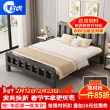 科虎【顺丰入户】床铁艺床双人床家用单人铁架床简约出租房铁床 黑色高头高尾【加粗加厚】 1.5*2.0m【店长重点推荐款】
