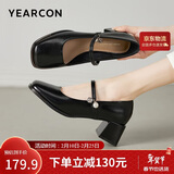 意尔康玛丽珍鞋24新款法式单鞋女浅口粗跟鞋 29304W 黑色 37