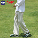 NASA BASE休闲裤男春夏季宽松运动垂感直筒裤男士青年阔腿潮牌百搭工装裤子 杏色 XL （建议125-150斤）