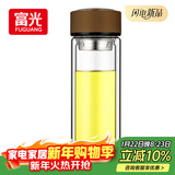 富光男女士双层玻璃杯 高硼硅玻璃304茶隔水杯子 带茶隔泡茶杯320ml