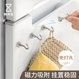 懒角落强力磁铁挂钩免打孔圆形无痕墙上防盗门冰箱可旋转吸铁石粘钩小号