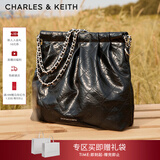 CHARLES&KEITH子母链条大容量流浪包托特包单肩斜挎包女包新年礼物CK2-40671449 【L号】Noir黑银 L