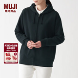 MUJI MUJI 男女通用 紧密编织毛圈 拉链连帽衫 休闲外套 无性别 卫衣 黑色 S -M(165/88A)