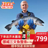 崇鲜挪威冰鲜三文鱼整条 大西洋鲑肉腩 海鲜礼盒生鱼片年货礼盒 三文鱼 12-14斤默认分割发货 6kg