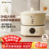 小熊（Bear）电砂锅 电炖锅 煲汤锅 炖汤锅 电炖盅 焖炖锅 养生煮粥锅3-4人用煲仔饭分体式电砂锅DSG-D30S1 3L