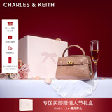 CHARLES&KEITH鳄鱼纹凯莉包手提斜挎婚包包女包生日礼物新年礼物CK2-50270880-1 BLUSH浅红色 S