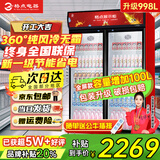 格点大容量饮料柜商用冰柜直冷藏展示柜酒水柜纯风冷无霜保鲜柜超市玻璃门冰箱立式啤酒柜 大双门加深款纯风冷 无霜数显豪华款