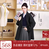 三彩【宋轶同款】【100绵羊毛】2025冬季新款双面呢大衣中长毛呢外套S 深邃灰 XL 170/92A