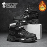 SNOOPY史努比童鞋儿童马丁靴男女童冬季短筒棉靴短绒保暖棉鞋2006黑色37