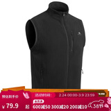 迪卡侬男士秋冬马甲MH120户外保暖摇粒绒拉链背心黑色M 1406394