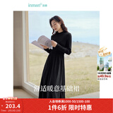 茵曼（INMAN）2025秋冬女装新款灯芯绒连衣裙新品长袖休闲针织礼服中长裙子 午夜黑-18348357H1 XL