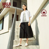 MUJI女式 强捻 抽褶裙 长半身裙女裙子女装格子裙25年夏季BE1VEC5S 黑色 XL （165/74A）