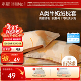 水星家纺枕套牛奶绒冬季双面保暖对枕套抗静电A类枕头罩一对装双人48x74cm