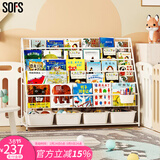 SOFS儿童书架绘本架简易落地宝宝小书柜铁艺幼儿置物架书本玩具收纳架 XXL码 (5+1)层 4盒