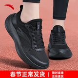 安踏女鞋运动鞋女春夏季新款网面透气妈妈鞋软底跑步鞋子女士休闲鞋 （店长推荐-春季新款软底女鞋）基础黑 37.5 (美码6.5码)