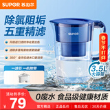 苏泊尔（SUPOR）便携式滤水壶蔚蓝1壶1芯过滤净水器净水壶自来水活性炭过滤器滤水器家用版蓝色UF03