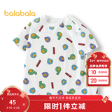 巴拉巴拉婴儿t恤宝宝打底衫女童上衣男短袖夏季全棉可爱 白灰色调00312-208224117221 100