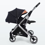 GOKKE婴儿推车双向高景观 可坐可躺轻便折叠简易手推车 幼儿宝宝童车 babycrony黑麻色108