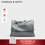 CHARLES&KEITH大容量纯色链条邮差包单肩腋下包包女包婚包新年礼物CK2-20271514 Grey灰色 大包