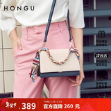 红谷女士包包链条包撞色单肩手提丝巾包牛皮斜挎包 元旦生日礼物