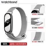 watchbond适用小米手环10表带9/8/NFC版米兰尼斯磁吸式腕带智能运动mi八代手环金属表扣替换表腕带表链配件