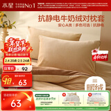 水星家纺枕套牛奶绒抗静电秋冬加厚A类加绒枕芯保护套一对装48x74cm