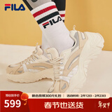 FILA斐乐SOFIA鱼刺鞋女鞋跑步鞋复古老爹鞋女增高鞋休闲鞋 奶白/米色-GA 37.5