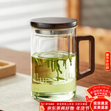 忆壶茶（YIHUTEA） 泡茶杯茶水分离玻璃杯办公室茶道喝茶杯子男士个人专用高档水杯 【升级木把】透明泡茶杯450ml