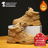 SNOOPY史努比童鞋儿童马丁靴男女童冬季短筒棉靴短绒保暖棉鞋2006棕色29