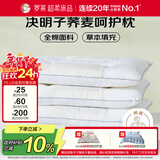 罗莱家纺 枕头枕芯脊椎枕 100%全棉决明子荞麦花草护颈高枕 46*72