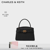 CHARLES&KEITH质感荔枝纹金属扣凯莉包手提包单肩包包女包新年礼物CK2-50270880