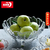 青苹果新年礼物果斗玻璃果盘欧式简约客厅婚庆节日零食彩盒装8.45英寸