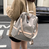 木丁丁双肩包女2026新款韩版防盗时尚百搭个性防水牛津布书包女士背包 牛津布双肩包【杏灰色-中号】