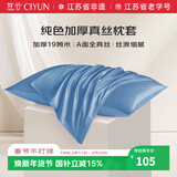 慈云纯色真丝枕套 19姆米100%桑蚕丝绸单面枕头套单只装雾霾蓝74*48cm