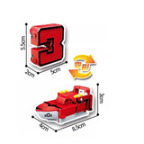 XINLEXIN 数字变形玩具战队金刚合体机器人 恐龙字母立体拼装认知积木玩具 数字3变巡逻艇（迷你小彩盒）